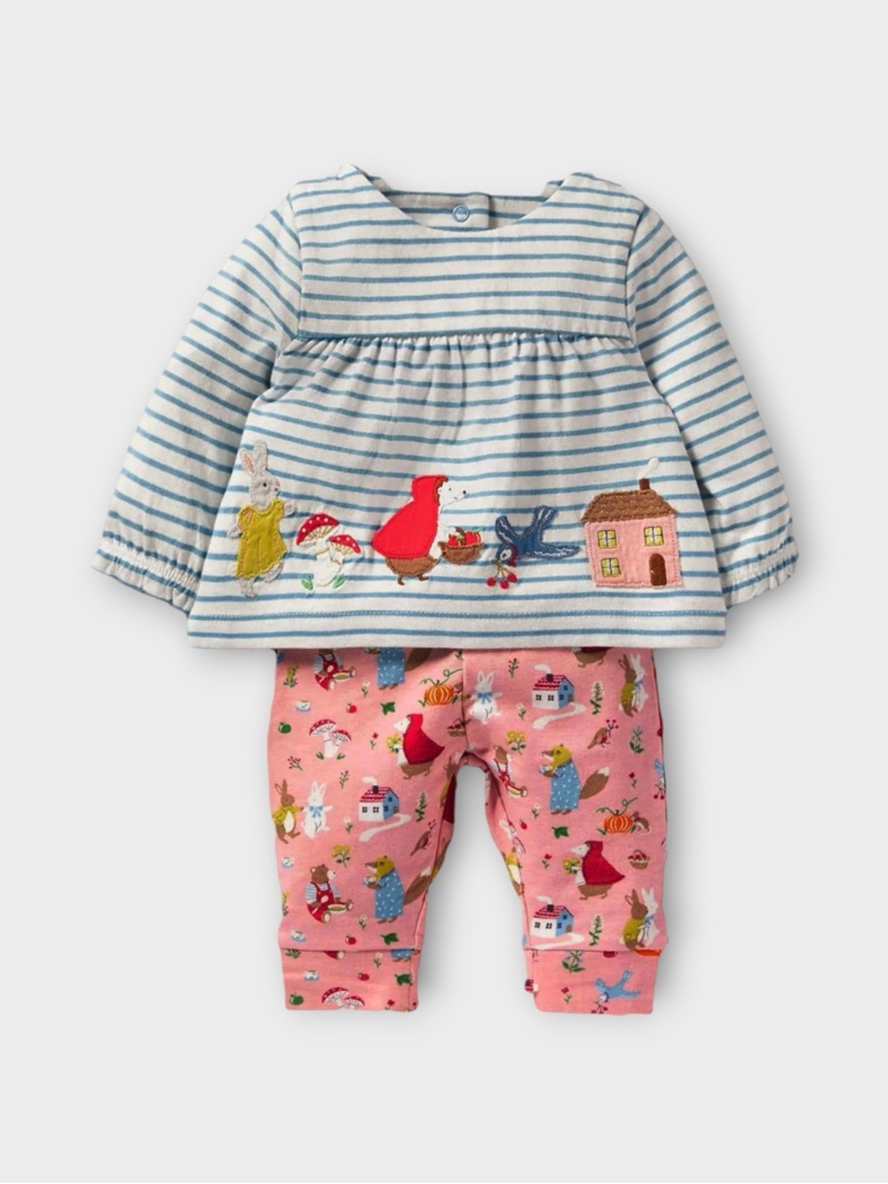 Mini Boden Story Time Woodland Animals Applique Top & Leggings Matching Set